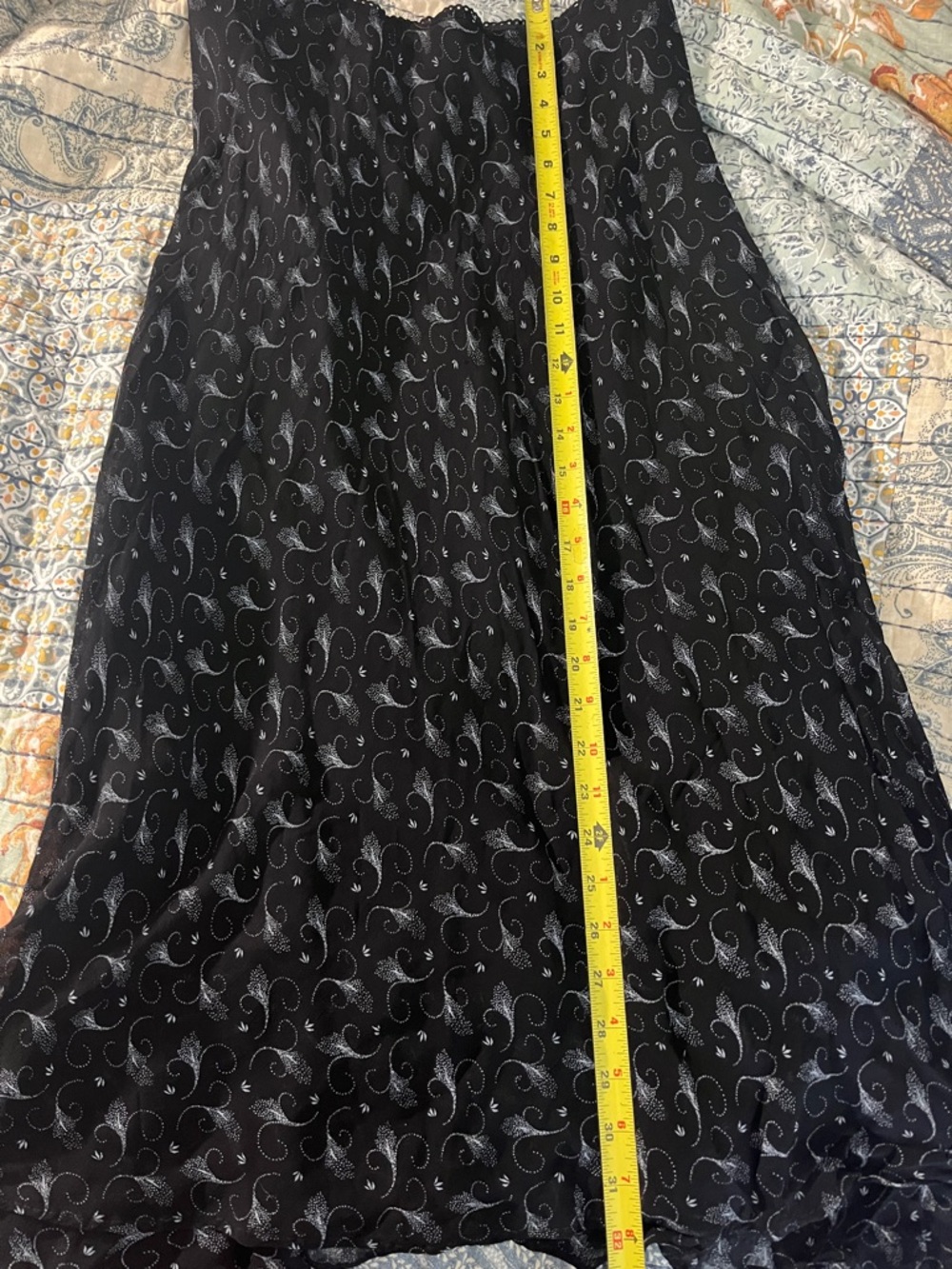 Style & Co. Black Maxi Skirt with White Paisley Motif
